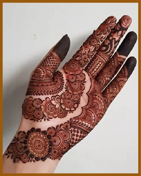 Full Hand Royal Front Hand Mehndi Design With Ornamental Swirls